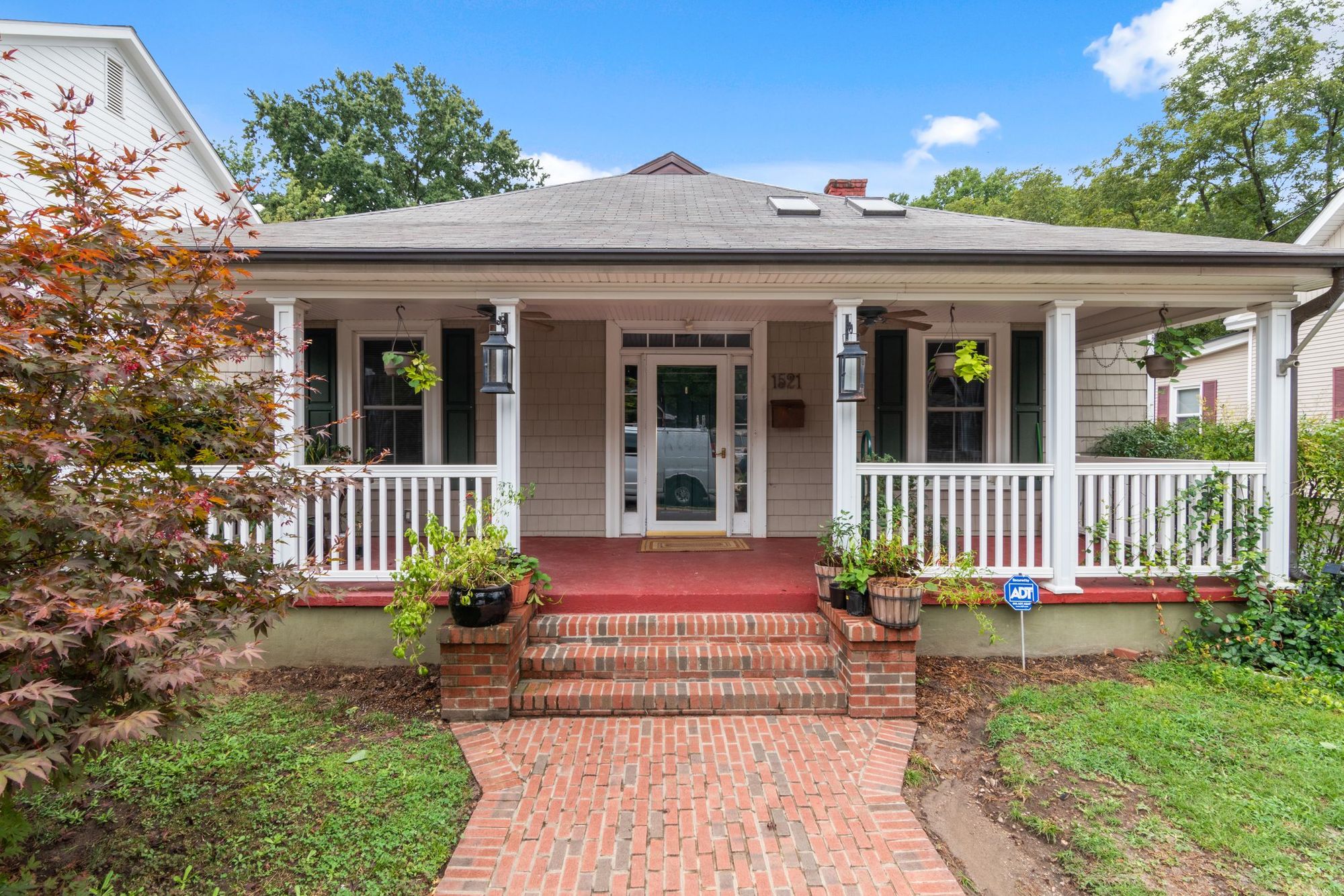 Suburban house with a rebuilt front porch