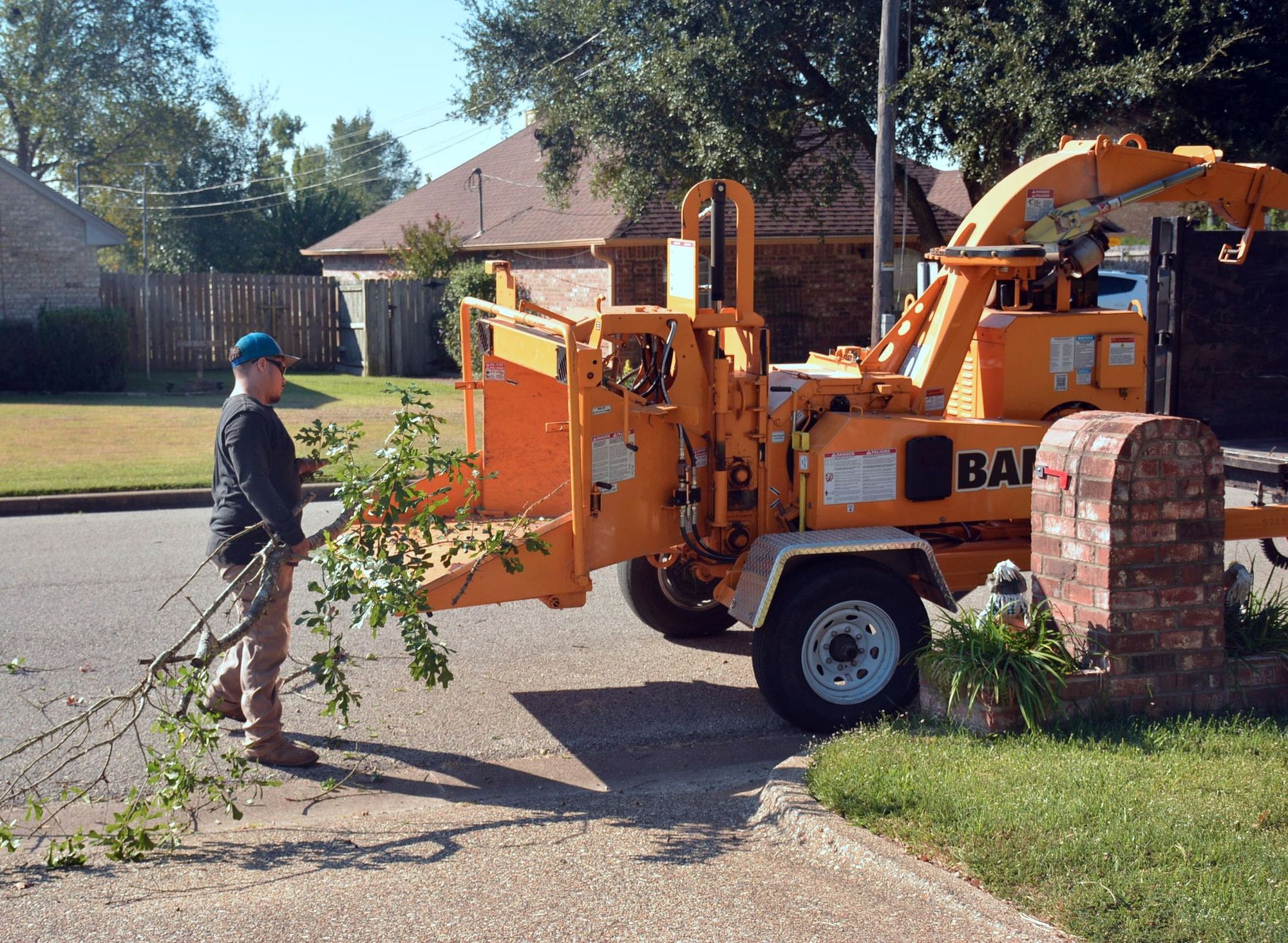 Wood chipper at the curb on a Charlotte street